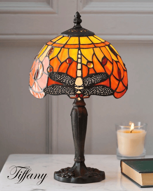 Tiffany Dragonfly Flame Orange Mini Table Lamp