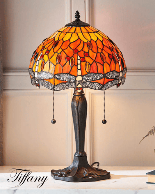 Tiffany Dragonfly Flame Orange Small Table Lamp