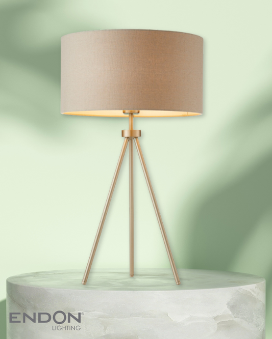 Endon Tripod Grey & Nickel Table Lamp With Shade