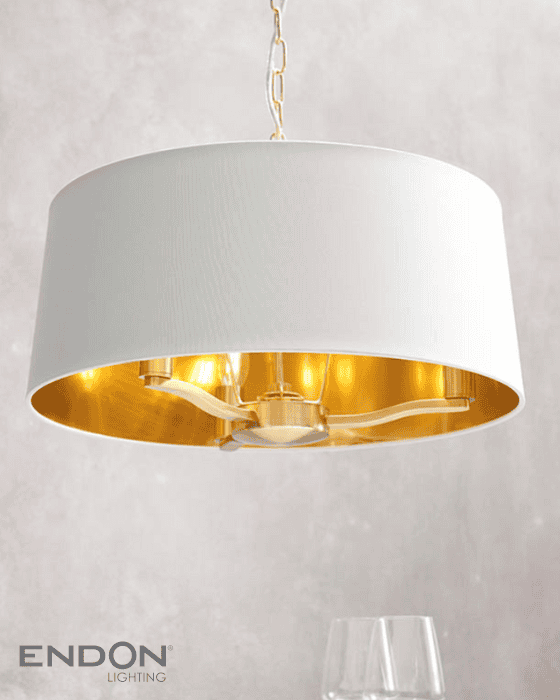 Endon Harvey 3 Light White & Gold Pendant