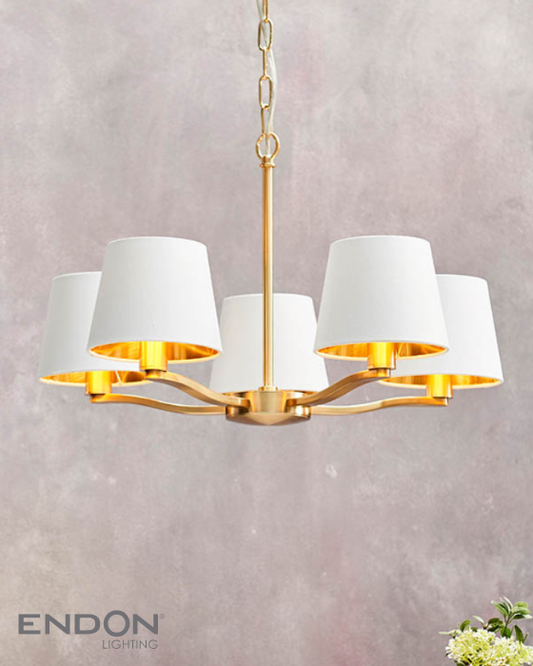 Endon Harvey 5 Light White & Gold Pendant