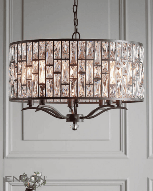 Endon Belle 8 Light Dark Bronze & Faceted Glass Pendant