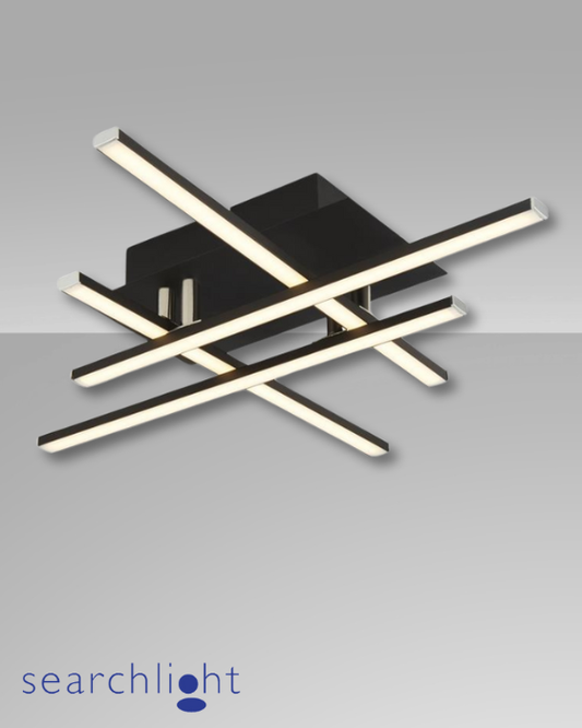 Searchlight Matrix 4lt Black & Opal Flush Ceiling Light