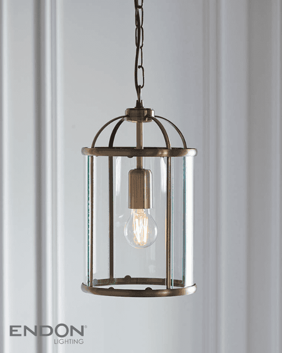 Endon Lambeth Antique Brass Cage Pendant