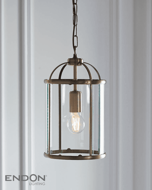 Endon Lambeth Antique Brass Cage Pendant