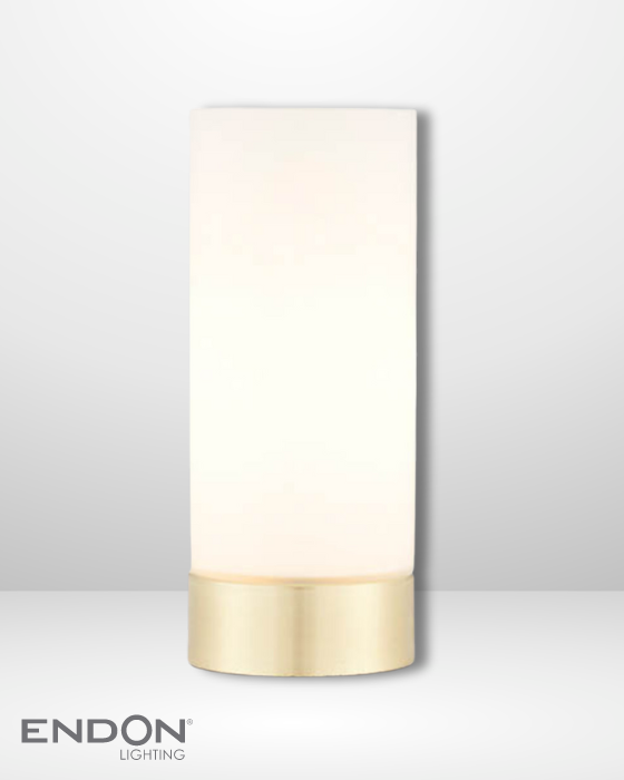 Endon Dara Brushed Brass & Opal Glass USB Table Lamp
