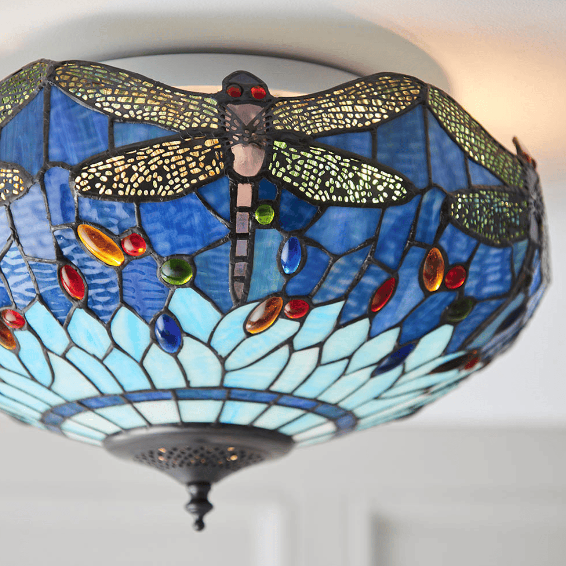 Tiffany Dragonfly Blue Medium 2 Light Flush