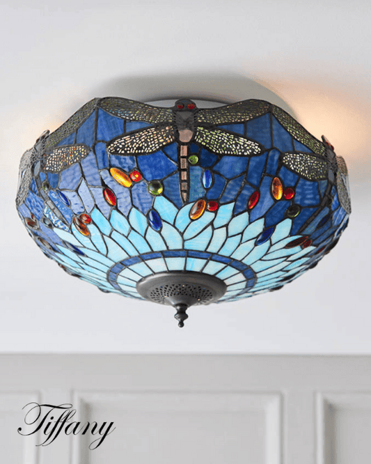 Tiffany Dragonfly Blue Medium 2 Light Flush