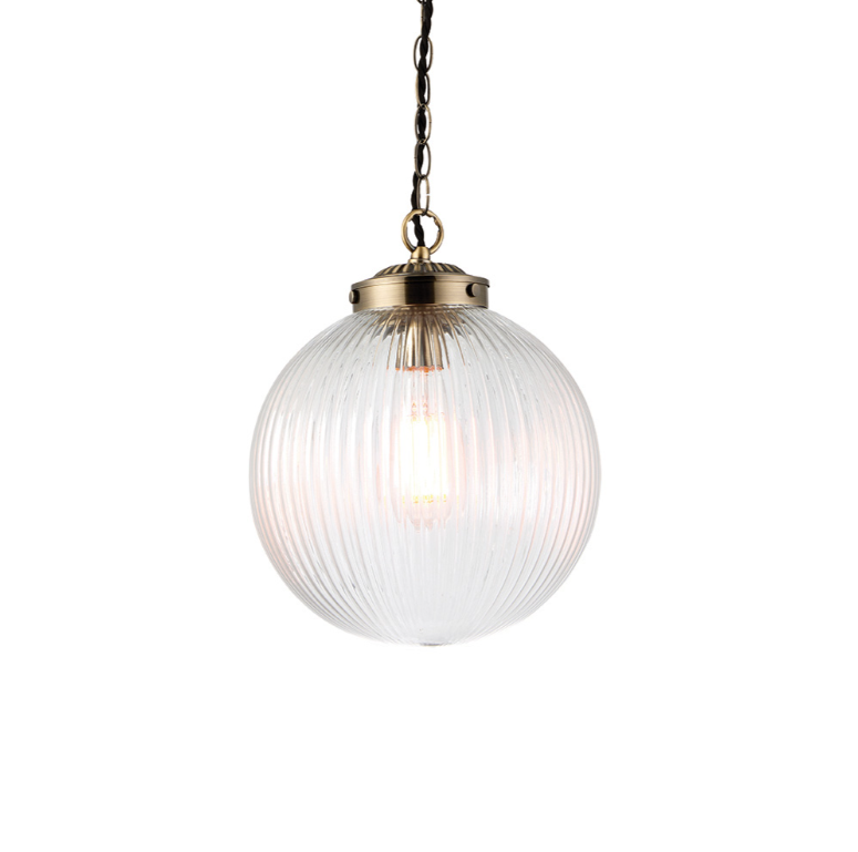 Endon Brydon Antique Brass & Ribbed Glass Pendant