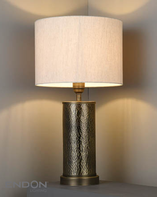 Endon Indara Hammered Bronze Table Lamp with Shade