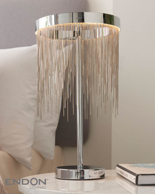 Endon Zelma Silver Chain Chrome Table Lamp