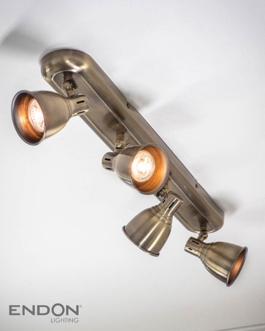 Endon Westbury 4 Light Antique Brass Plate Spotlight