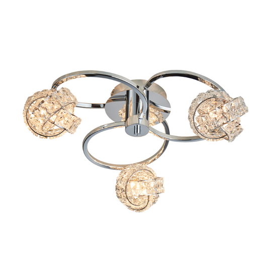 Endon Talia 3 Light Crystal Shade & Chrome Semi Flush