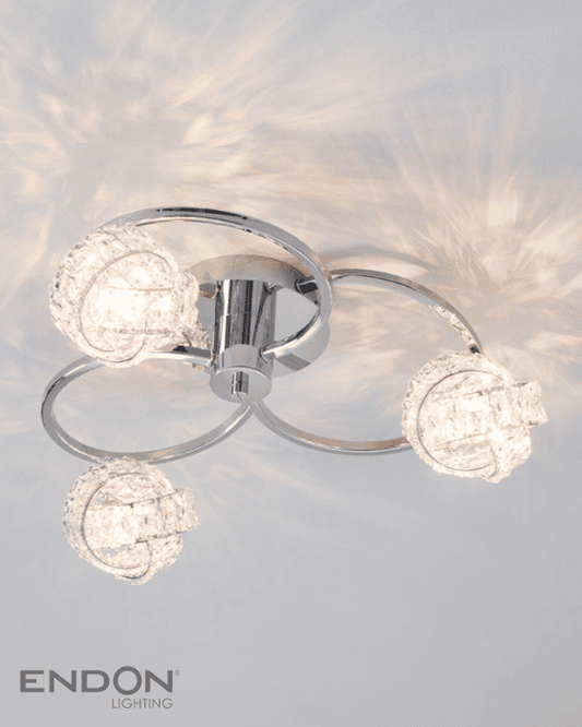 Endon Talia Crystal Shade & Chrome 3lt Semi Flush
