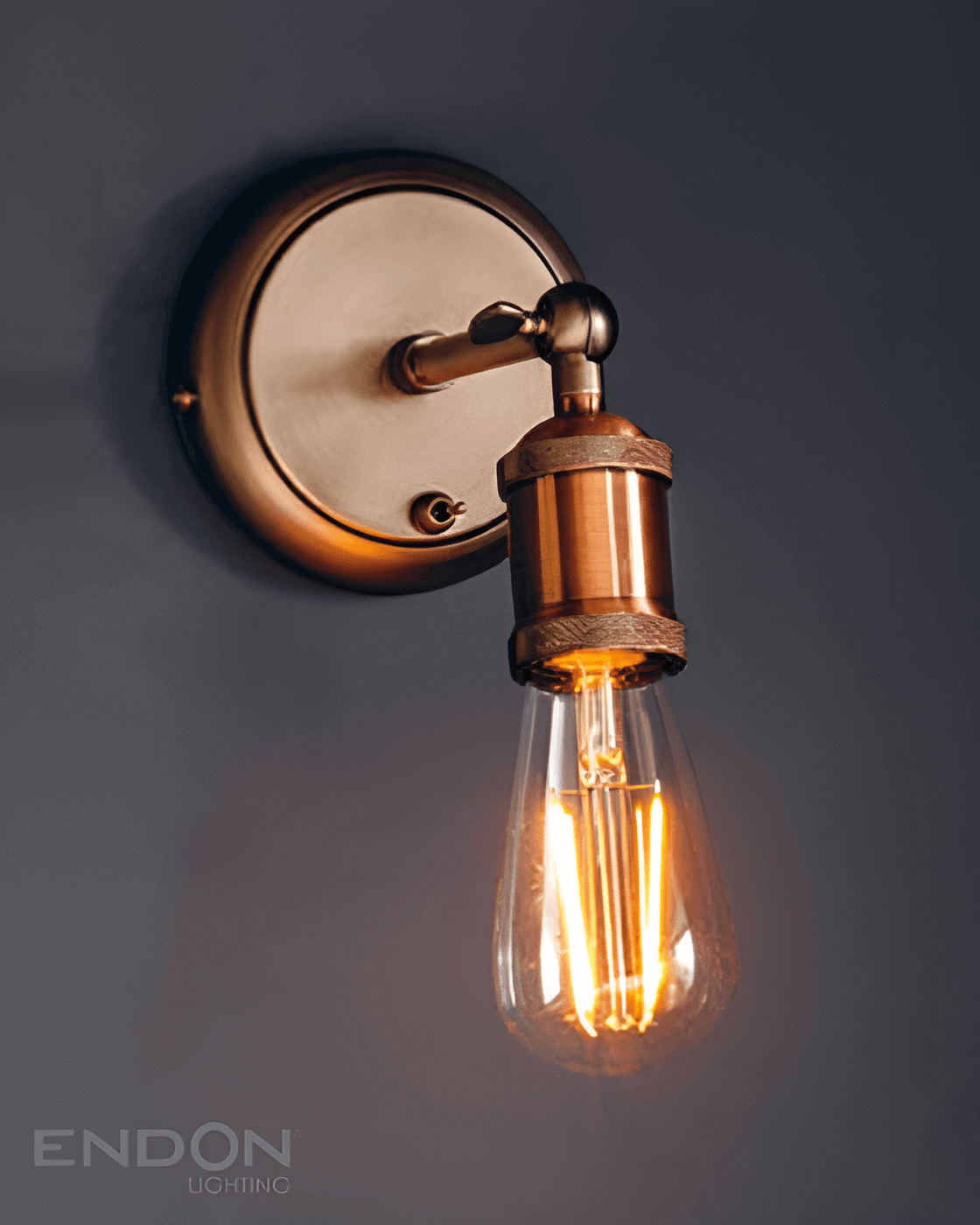 Endon Hal Pewter & Copper Wall Light