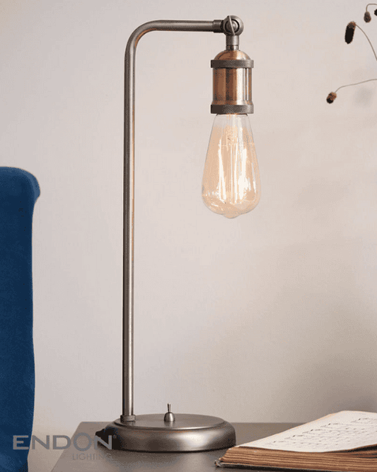 Endon Hal Copper & Pewter Table Lamp