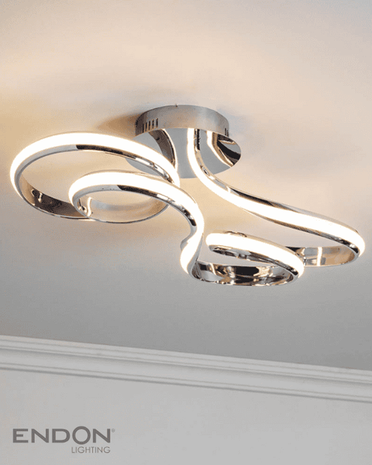Endon Aria LED Chrome & White Semi flush