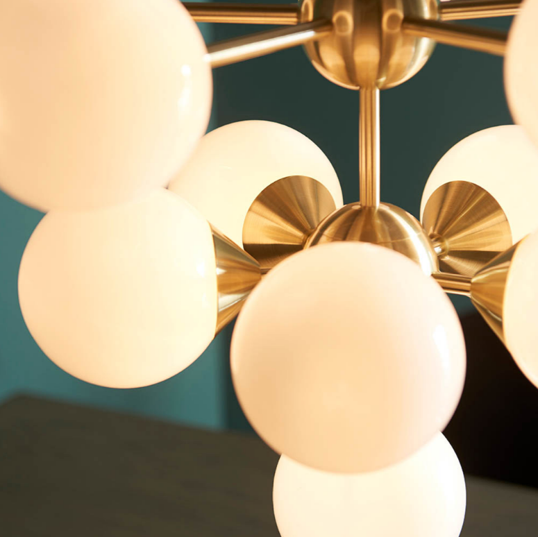 Endon Oscar 11 Light Opal & Brass Pendant