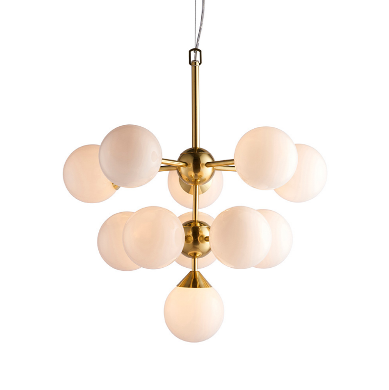 Endon Oscar 11 Light Opal & Brass Pendant