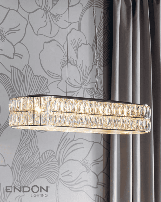 Endon Verina 5 Light Chrome & Clear Glass LED Linear Pendant