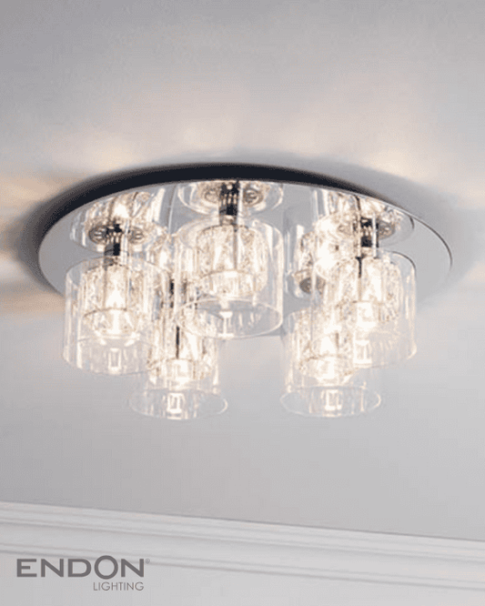 Endon Verina 5 Light Chrome & Clear Glass Flush