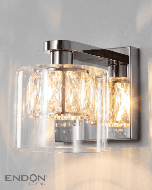 Endon Verina Chrome & Clear Glass Wall Light