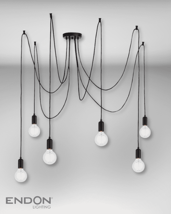 Endon Studio 6 Light Black Pendant
