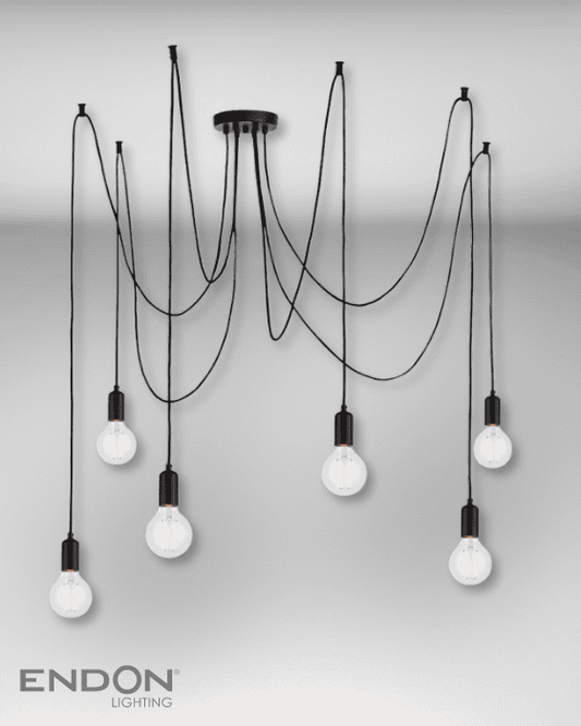 Endon Studio 6 Light Black Pendant