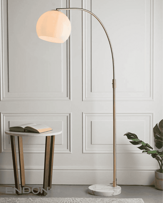 Endon Otto Brushed Brass & Opal Glass Floor Lamp
