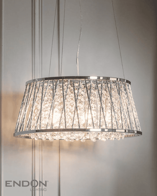Endon Sophia Crystal Bead & Chrome 5lt Pendant