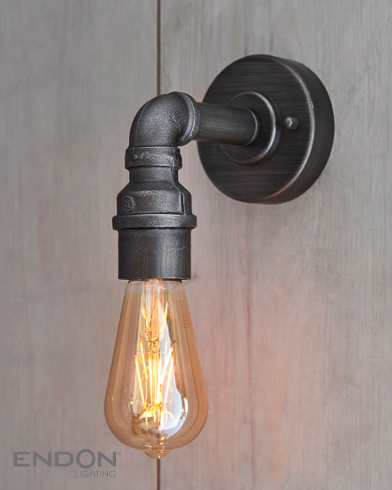 Endon Pipe Pewter Wall Light