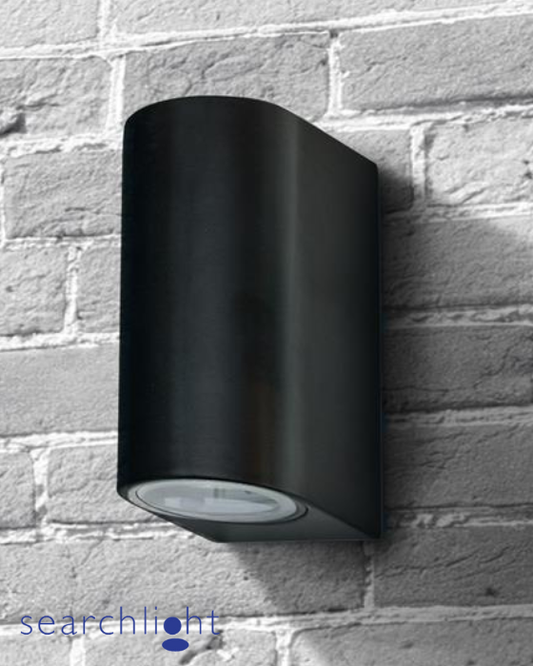 Searchlight Eiffel Black IP44 Metal & Glass Outdoor Wall Light