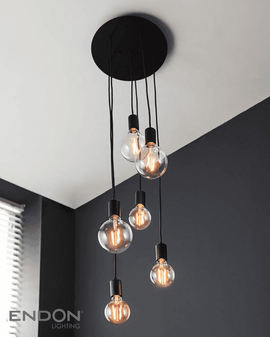 Endon Studio Matt Black 6 Light Cluster Pendant