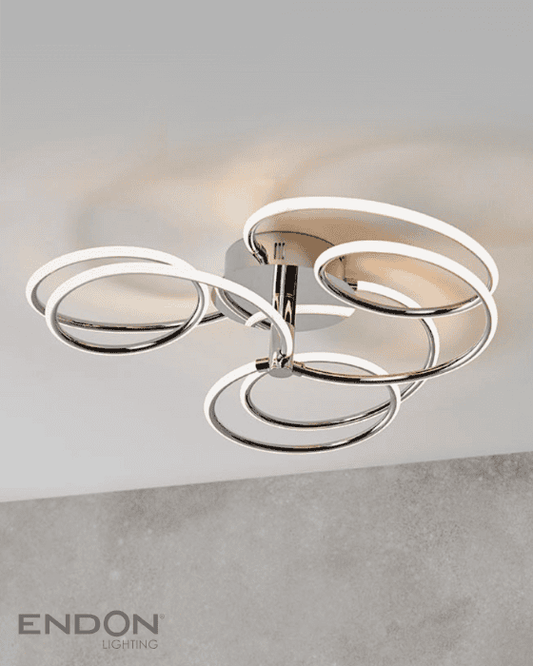 Endon Eterne LED 3 Light Chrome Semi Flush
