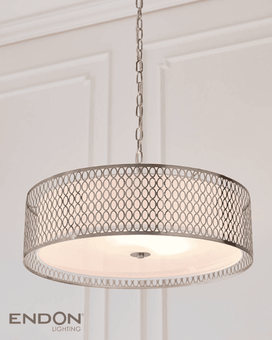 Endon Cordero 3 Light Frosted Glass & Satin Nickel Pendant