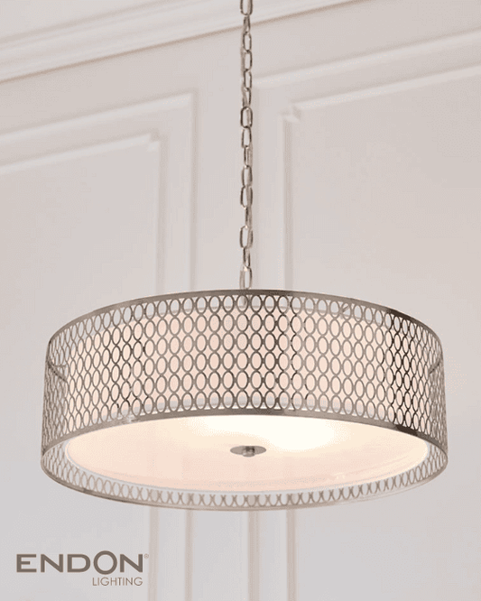 Endon Cordero 3 Light Frosted Glass & Satin Nickel Pendant