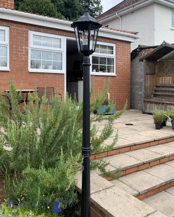 Searchlight Alex IP44 Silk Black & Metal Outdoor Post Light