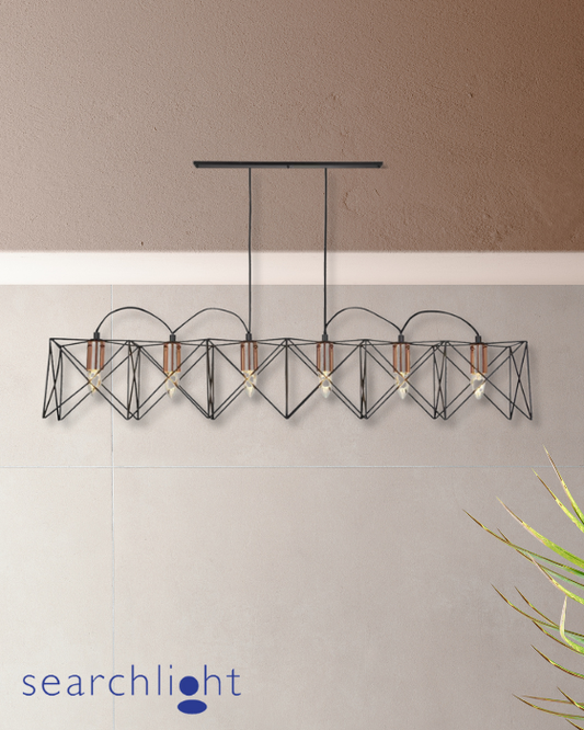 Searchlight Anthea Black & Copper 6lt Metal Pendant