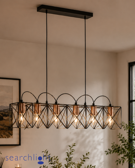 Searchlight Anthea 6 Light Black & Copper Metal Pendant