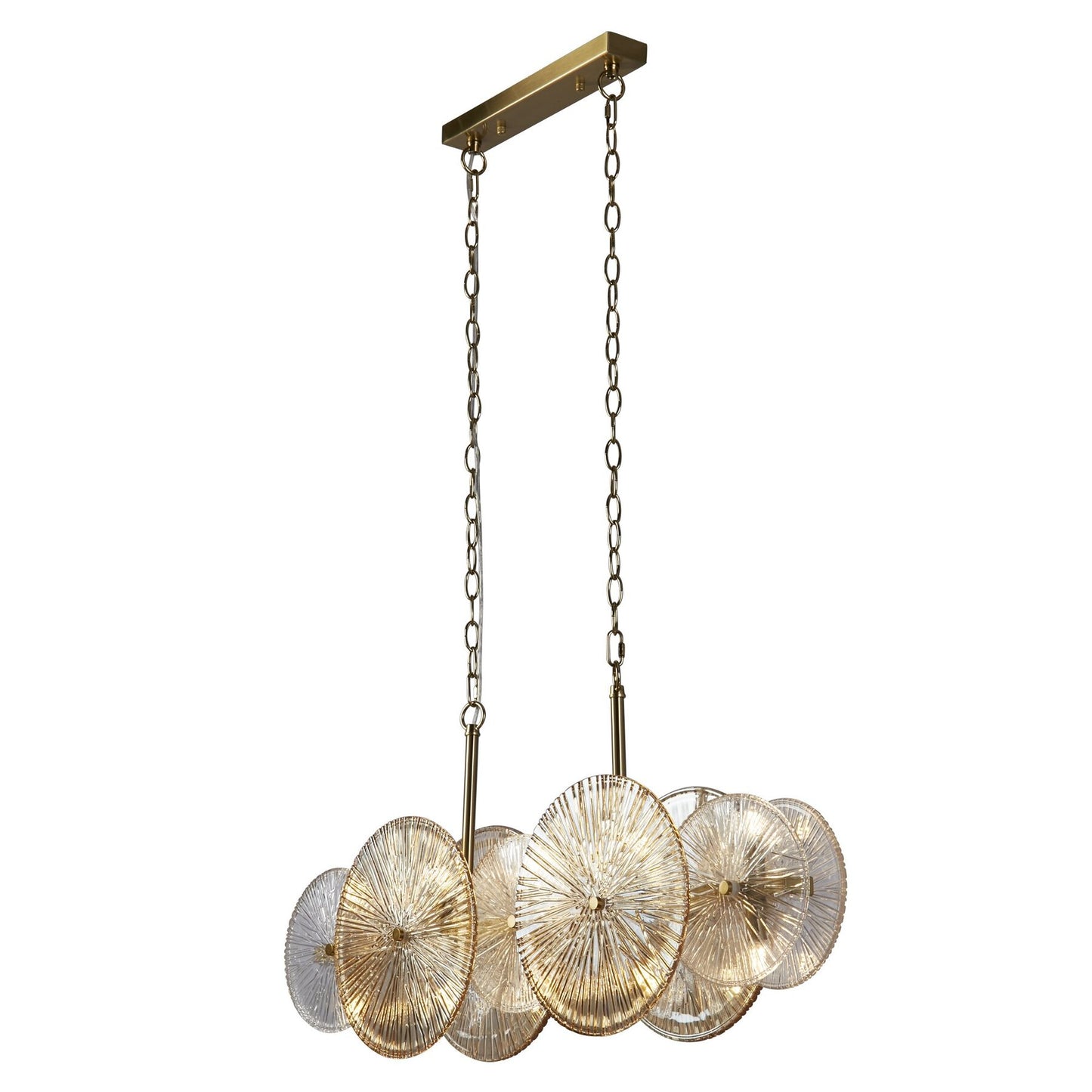 Searchlight Wagon Wheel Bronze & Amber Glass 10lt Bar Pendant