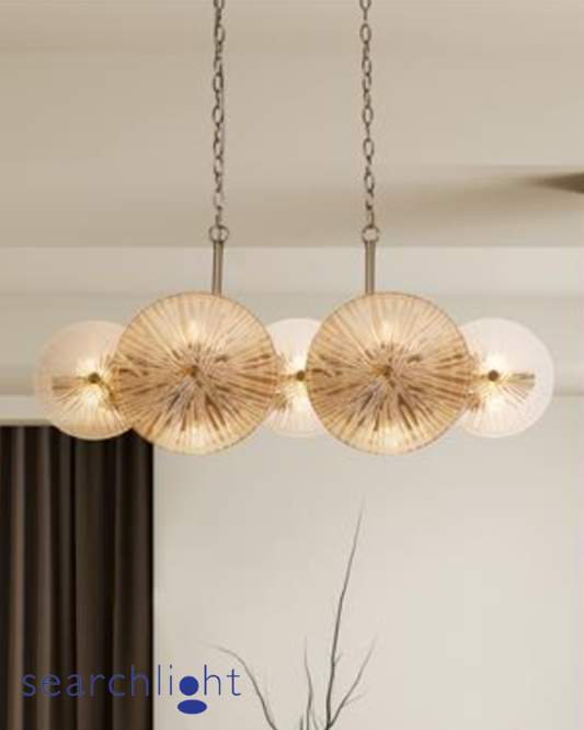 Searchlight Wagon Wheel Bronze & Amber Glass 10lt Bar Pendant