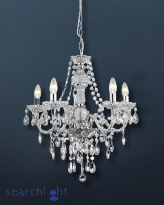 Searchlight Marie Therese Clear Glass & Acrylic 5lt Pendant