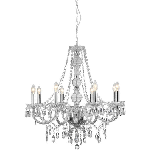 Searchlight Marie Therese 8 Light Clear Glass & Acrylic Pendant