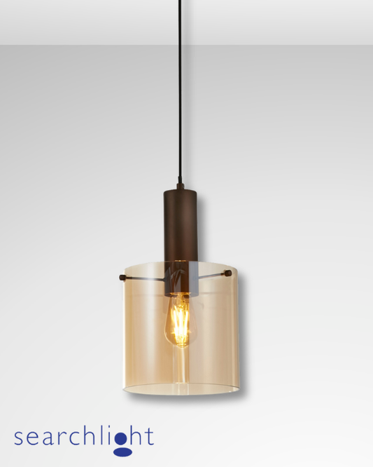 Searchlight Sweden Mocha Metal & Amber Glass Pendant