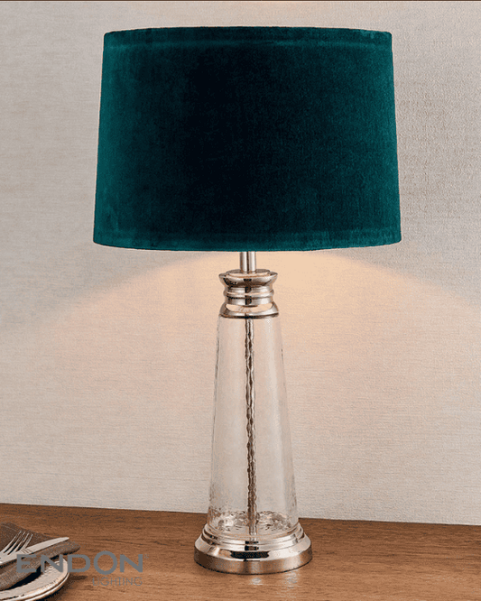 Endon Winslet Teal & Nickel Table Lamp With Shade