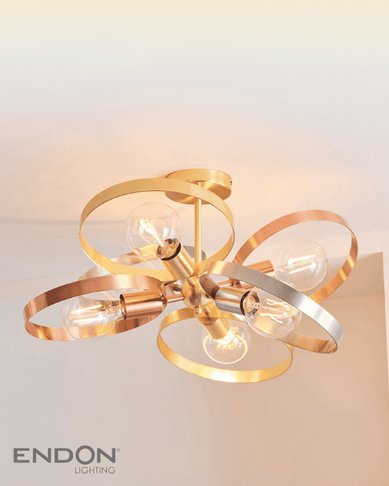 Linting R Endon Hoop 6 Light Multi-Coloured Semi Flush – Lighting R Us