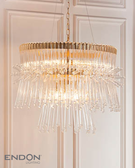 Endon Madeleine 9 Light Gold & Clear Glass Pendant