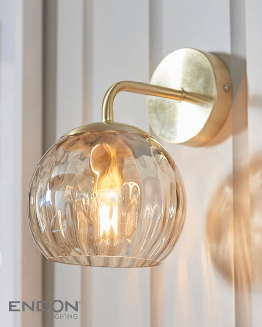 Endon Champagne Dimple Glass Wall Light