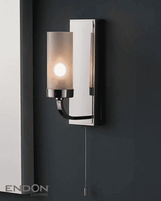 Endon Edrea Bathroom Chrome & Frosted Glass IP44 Wall Light