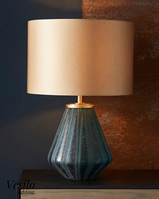 Vesilo Lighting Turquoise Glass Lamp with Gold Shade